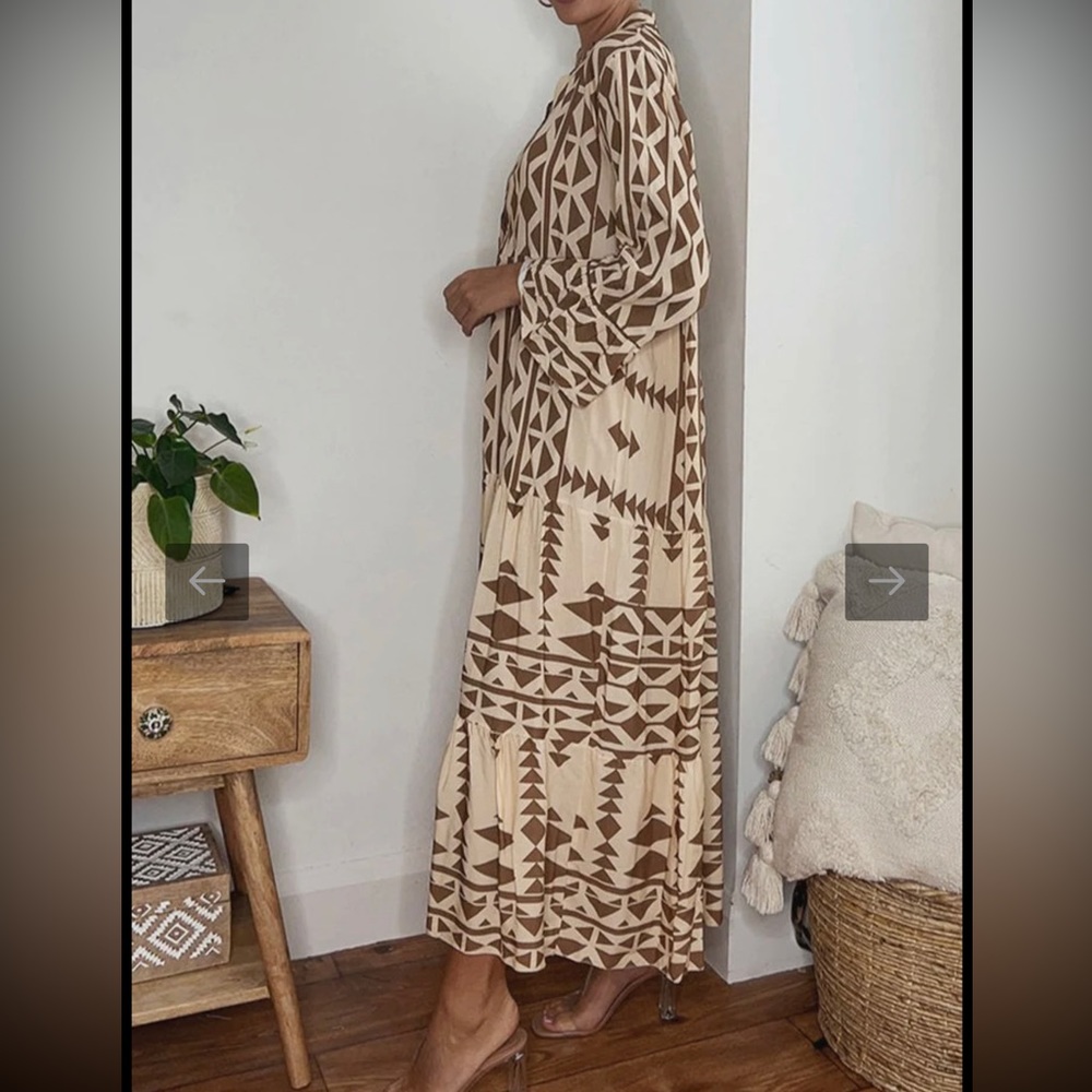 Boutique brown and tan dress